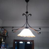 LAMPADARIO A UN PUNTO LUCE IN FERRO BATTUTO 