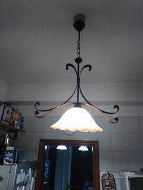 LAMPADARIO A UN PUNTO LUCE IN FERRO BATTUTO 