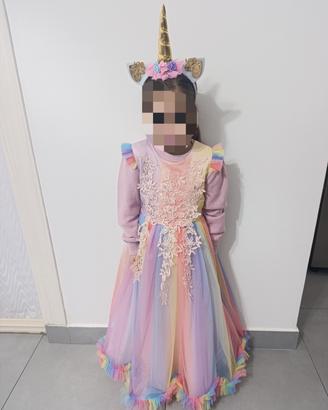 Vestito carnevale unicorno taglia 5/6