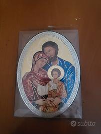 icona sacra famiglia oro e argento su legno 