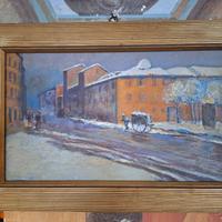 olio su tavola dell'ottocento 