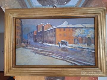 olio su tavola dell'ottocento 