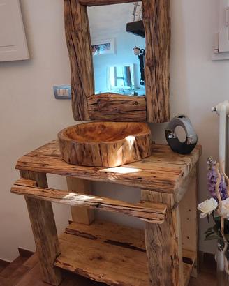 Lavandino lavabo in legno antico