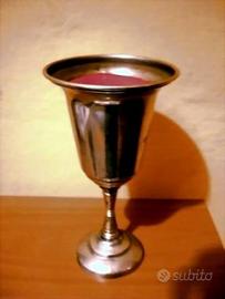 CALICE ANTICATO CON CANDELA ROSSA FUSA **NUOVO**