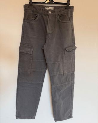 Jeans Bershka cargo - Grigio scuro, unisex