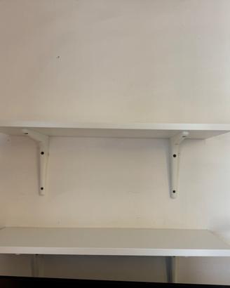 Set 2 mensole bianche da parete con supporti
