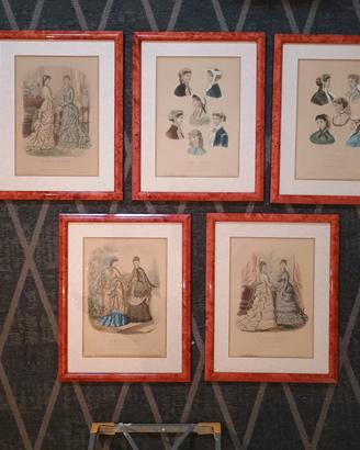 lotto 6 stampe antiche francesi vintage design art