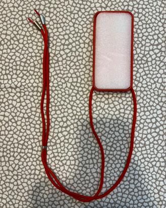 Cover per Iphone 12/12Pro rossa con cordino