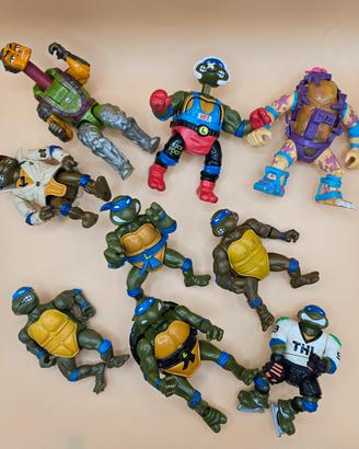 Lotto 9 Action Figure Tartarughe Ninja TMNT Vintag