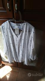 camicia,blusa bianca con cuori,nuova
