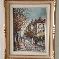 Dipinto impressionista a olio su tela in cornice