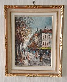 Dipinto impressionista a olio su tela in cornice