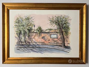 Quadro serigrafia acquerellata F.Battelli 66x46