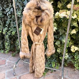Moncler Jodelle tg 1 piumino lungo beige pelliccia