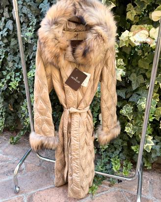 Moncler Jodelle tg 1 piumino lungo beige pelliccia