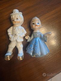  coppia  statuette vintage in porcellana 