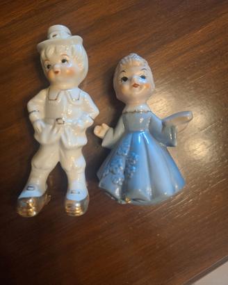  coppia  statuette vintage in porcellana 