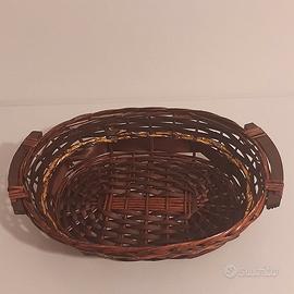 Cesta grande con manici, cestino decorazione oro