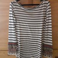 MAGLIA RIGHE MANICHE RICAMO "JUCCA" DONNA TAGLIA M
