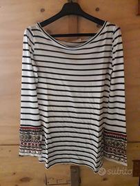 MAGLIA RIGHE MANICHE RICAMO "JUCCA" DONNA TAGLIA M