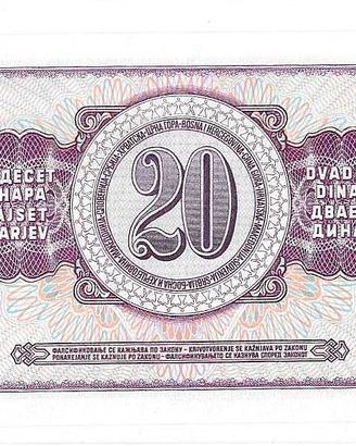 Banconota Jugoslavia 20 Dinari 1974 -