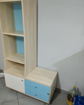 Libreria con cassetti 