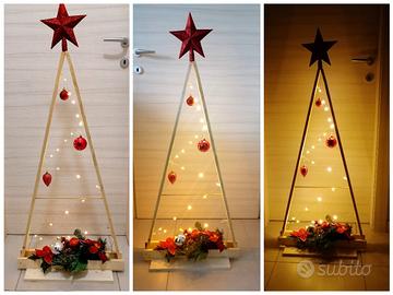 alberi di natale in legno realizzati a mano