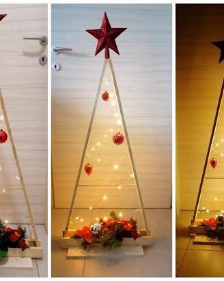 alberi di natale in legno realizzati a mano