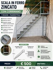 Scala in ferro zincato con corrimano 