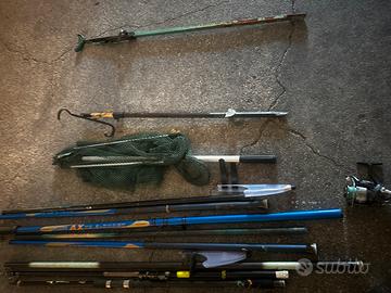 Lotto attrezzatura da pesca completo canne munilen