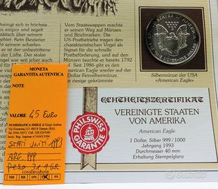 STATI UNITI ONE DOLLAR LIBERTY 1993 - 1 OZ Ag