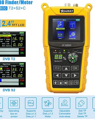 MISURATORE DI CAMPO DVB-T2 S2 SAT FINDER COMBO