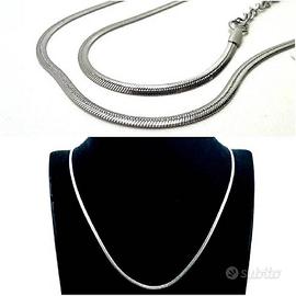 Collana Catena piatta uomo donna in acciaio inox