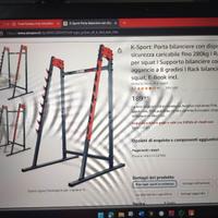 porta bilanciere per panca, squat, curl