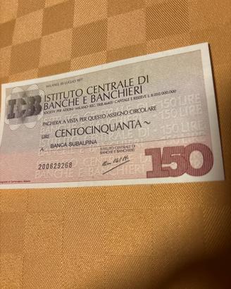 MINI Assegno circolare Ist. Banca banchieri 1977