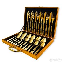 Set 24 Posate Oro in Acciaio Inox acciaio 