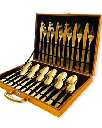 Set 24 Posate Oro in Acciaio Inox acciaio 