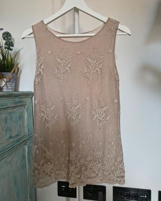 Canottiera elegante in pizzo beige tg. 44/L