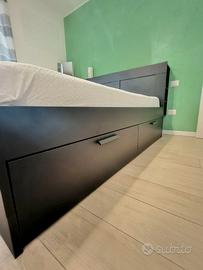 Letto/contenitore BRIMNES + testiera NERO