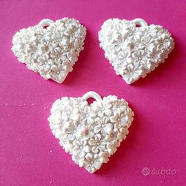 10pz cuori profumati in gesso ceramico bomboniera 