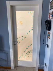 Porta in legno con doppio vetro di Murano