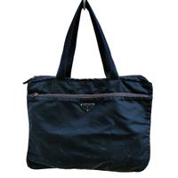 Prada Vintage Blue Nylon Tote Bag Shopper 80's