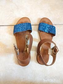 Sandali blu glitterati