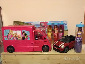 Camper barbie, auto”Mini”Ken, Barbie Sirene e Play