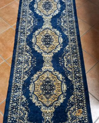 Tappeto Passatoia Blu Navy e Oro- 254×67 cm