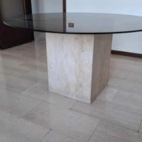 TAVOLO DA PRANZO ROTONDO 6 PERSONE IN VETRO FUMÈ 