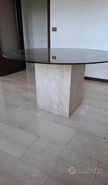 TAVOLO DA PRANZO ROTONDO 6 PERSONE IN VETRO FUMÈ 