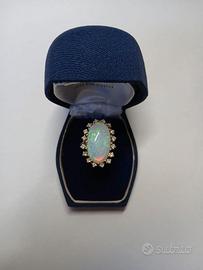 Anello, Oro Bianco 585, Opale Australiano 48k, 16D