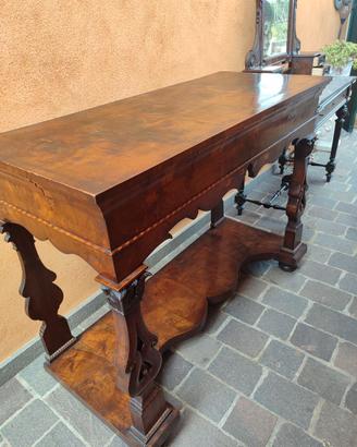 Antica Consolle legno con intarsi, fine 800