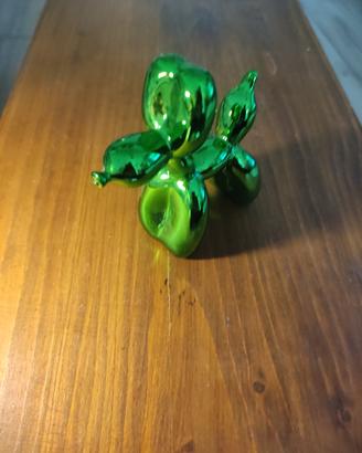 Scultura Cane Palloncino Verde Cromato Lucido